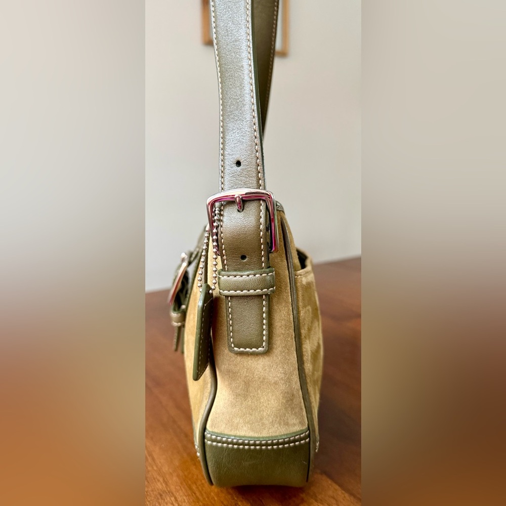 Vintage Coach Olive Green Suede Hobo Y2K 2000s - Picture 8 of 13